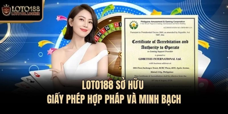 Loto188 sở hữu giấy phép hợp pháp và minh bạch